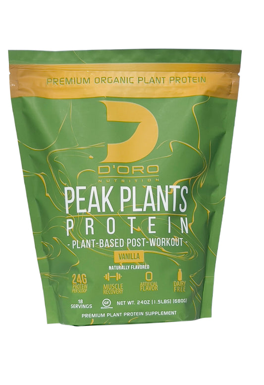 - Peak Plant Protein Powder - Vanilla Flavor - Plant-Based Post Workout - Premium Organic Protein Shakes